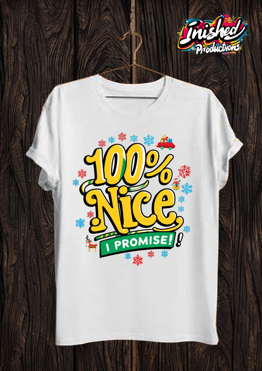 Christmas 100% Nice Kids white short sleeve t-shirt 160