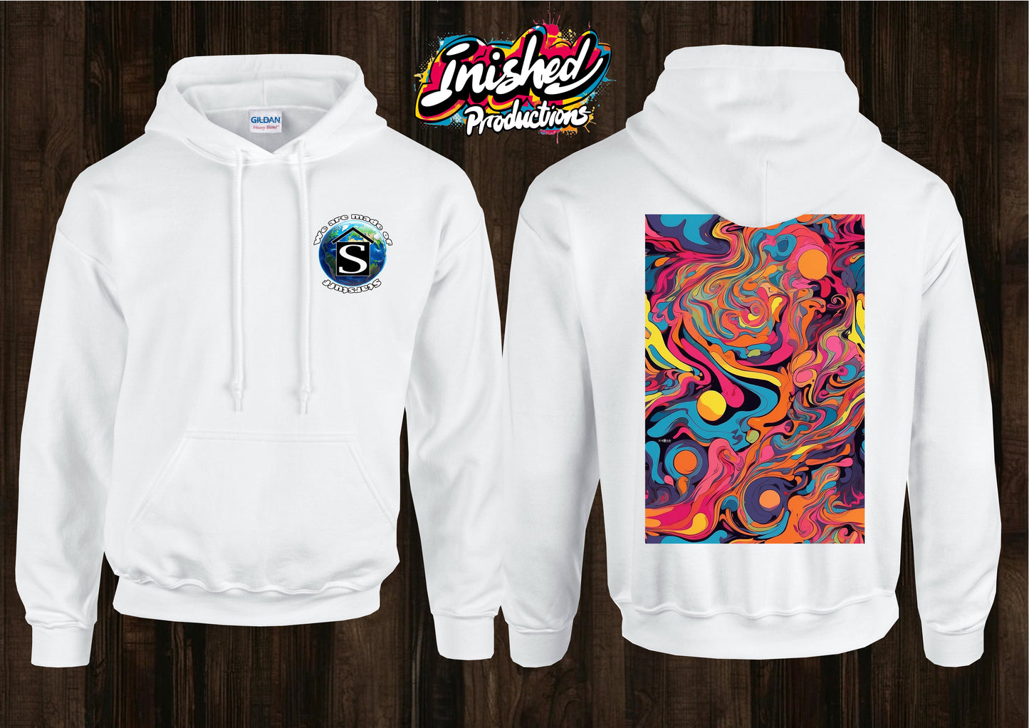 Psychedelic unisex white hooded top 120