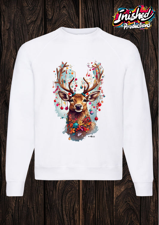 Christmas Reindeer ball unisex white kids sweatshirt 152