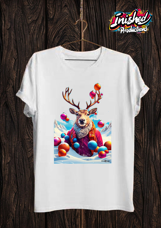Penguin Reindeer Coat Kids white short sleeve t-shirt 153