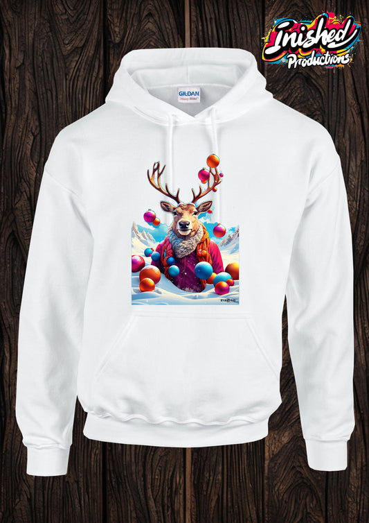 Christmas Reindeer Coat unisex white kids Hooded top 153