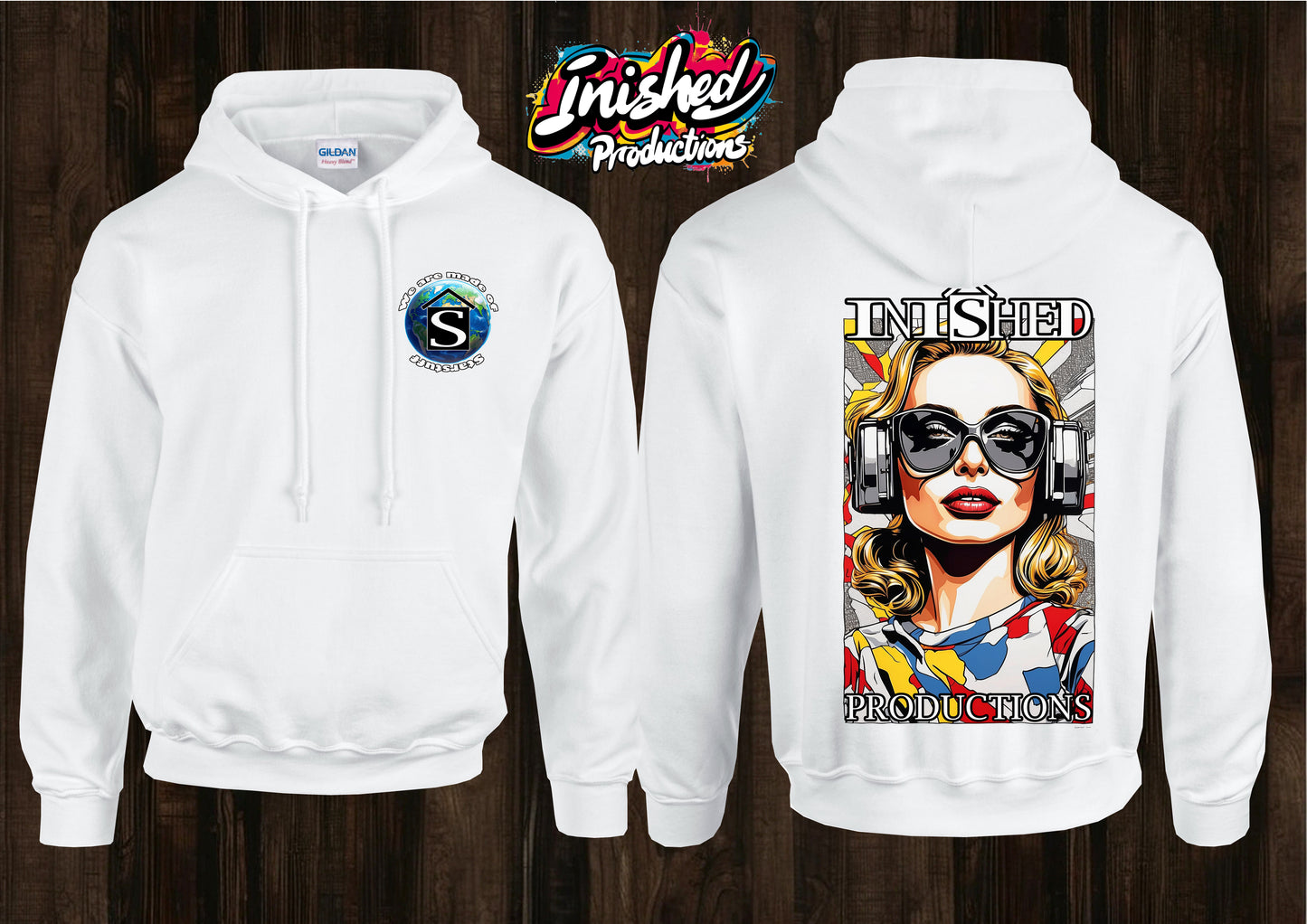 Lichtenstein headphone girl tape unisex white hooded top 130