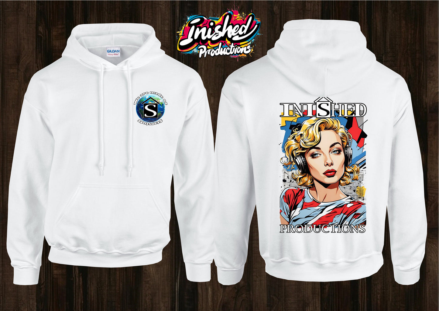 Lichtenstein headphone girl tape unisex white hooded top 129