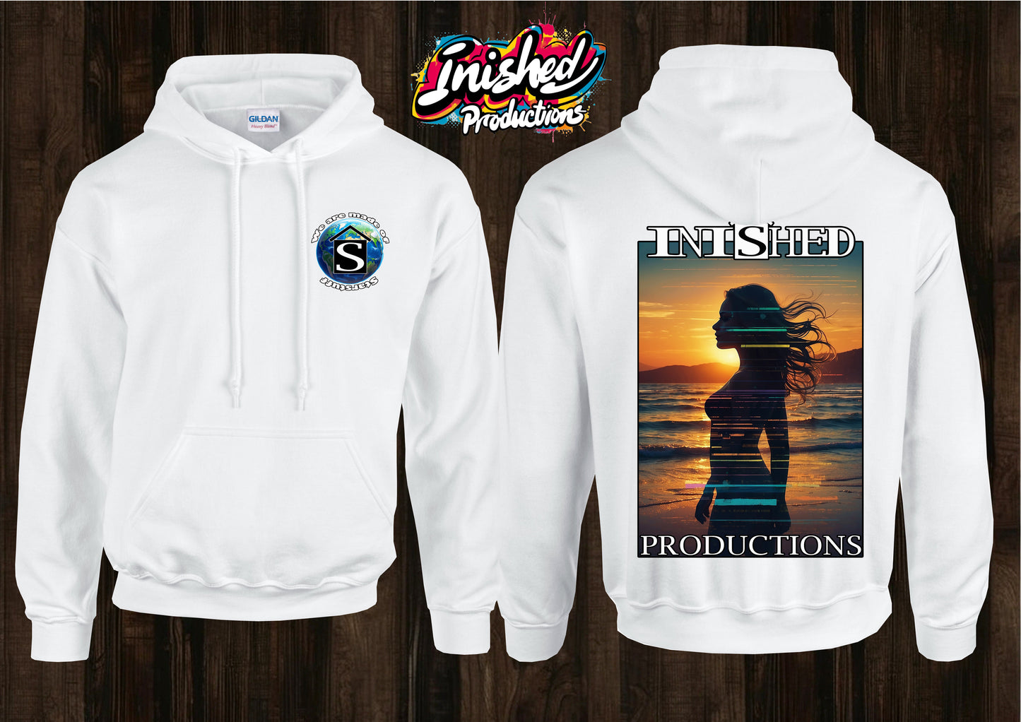 Sunset exposure unisex white hooded top 59